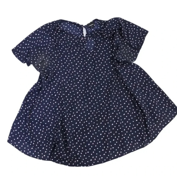 TORRID 3 navy double dot keyhole neckline A line blouse with flutter cap sleeves - Picture 6 of 10
